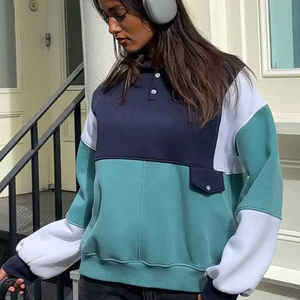 Sudadera con Capucha de Moda Urbana, Estilo Holgado, con Paneles y Botones, Manga Larga, Gruesa, con Logotipo Personalizado, para Hombre y Mujer - Product Image 1