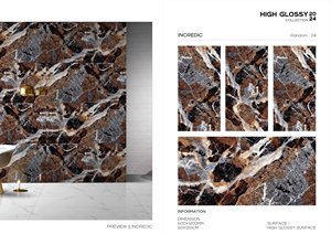 Carreau de porcelaine de luxe brillant de haute qualité marron Iberico 600x1200mm marbre poli grande dalle de carrelage de porcelaine pour sol et mur - Product Image 3