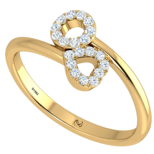Anillo de Lujo para Mujer, Diseño Amira, Oro de 14K y 20 Diamantes Naturales Redondos con Corte Brillante, Color G |   Rodium Plateado 0.15Ctw - Product Image 1