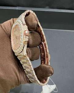 VVS Lab นาฬิกาสวิสสีโรสโกลด์42มม., นาฬิกาสแตนเลสสีโรสโกลด์เต็มเรือน้ำแข็งสีโรสโกลด์นาฬิกาเพชร - Product Image 5