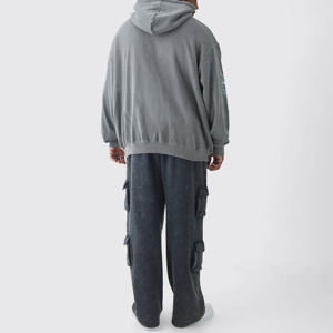 Sudadera con Capucha Personalizada Desgastada y Decolorada por el Sol, 100% Algodón, Gruesa, Lavada al Ácido, de Felpa Francesa para Hombre - Product Image 4