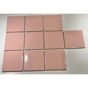 Lote de 10 brillantes EE. UU. 4-1/4 \ "Azulejos romaníes rosas Nuevos productos de fibra cerámica de stock antiguo - Product Image 1