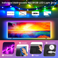 Bande lumineuse LED intelligente Twinklight Decoration 5V USB 2835 3535 5050 RGB Neon Wheel Cinta LED Strip Lights