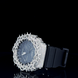 Montre en moissanite VVS sertie de diamants, design à pointes, fabrication sur mesure, style hip-hop, boîtier de montre Bus Down, testeur de diamants inclus - Product Image 3