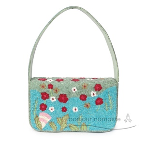 Borsa con perline realizzata a mano Design fenicotteri rosa | Borsa di tendenza ricamata a mano artigianale | Design ispirato al Designer - Product Image 5