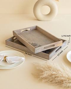 Magnifique ensemble tendance de 2 plateaux de service en bois, motif floral peint à la main, passe au lave-vaisselle, style Art Déco mobile, pour les occasions de Diwali - Product Image 5
