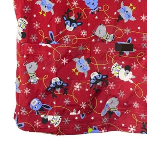 Women Red Christmas Print <b>Scrub</b> <b>Top</b> With Pockets V-Neck Short Sleeve Hospital Uniforms - Product Image 5