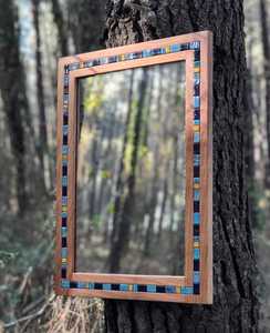 Rustic Wooden <b>Mirror</b> <b>Frame</b> with Natural Tree Stem Embellishment Handcrafted Organic Design Wall Decor for Living Room, Entryway - Product Image 3