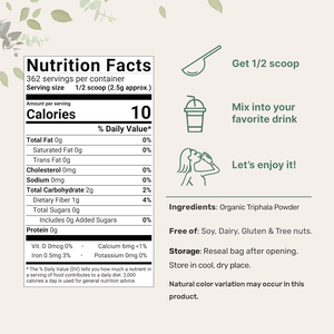 Poudre de fruit de triphala 100% pure naturelle de marque privée, qualité supérieure, qualité alimentaire, poudre de triphala séchée au meilleur prix en provenance d'Inde - Product Image 2