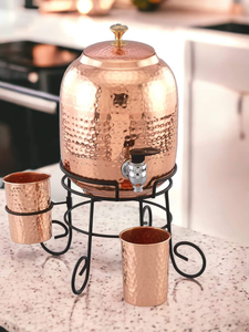 Dispensador de agua de cobre pulido hecho a mano tradicional y moderno Manual utensilios de cocina para el hogar Oficina fiesta restaurante Saniya artesanía - Product Image 5