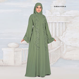 Abaya à panneaux brodés Tissu Nida de qualité supérieure |   Vêtements modestes longueur entière - Product Image 1