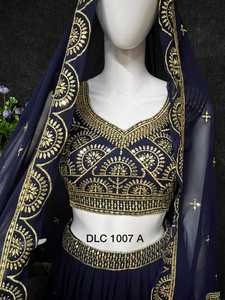 Precioso trabajo de bordado Georgette pesado Lehenga Choli con ropa de boda Dupatta de India para adultos - Product Image 4
