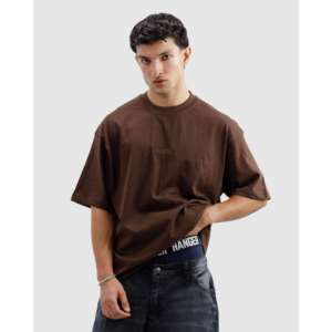 T-shirt essentiel en coton 100% brun, 280 grammes, jersey, style hip-hop, logo et graphismes imprimés, t-shirts imprimés par un designer - Product Image 4