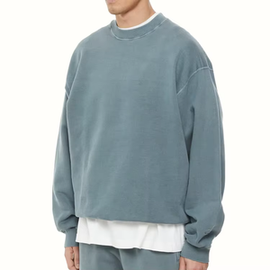 เสื้อสเวตเตอร์แขนยาวของผู้ชายเสื้อสเวตเชิ้ตสีฟ้าซีดๆระบายอากาศได้ดีดีไซน์ใหม่ล่าสุด - Product Image 2