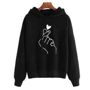 Sweat à capuche unisexe décontracté de couleur unie de taille européenne Sweat à capuche imprimé coeur Fabricant de confiance - Product Image 1