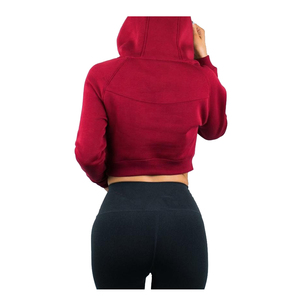 Material de algodón de calidad superior Trendy Gym crop top Chaqueta con capucha con manga larga Cierre de cremallera Ajuste suelto para deportes - Product Image 5
