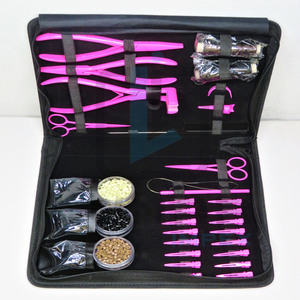 Kit d'outils professionnels personnalisés pour extensions de cheveux, couleur rose vif, pinces à micro-anneaux, outil de retrait de perles et accessoires de salon - Product Image 6