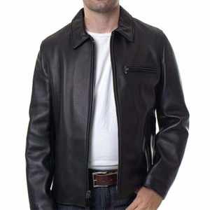 Chaqueta de cuero genuino para hombre al por mayor, ajustada, de piel de oveja suave, estilo motero, abrigo casual clásico con cremallera, ropa de abrigo de invierno para hombre - Product Image 2