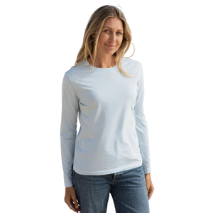 Camiseta de Manga Larga con Cuello Redondo para Mujer, Color Lila Pastel, Algodón Orgánico de Lujo, Preencogido, Certificado GOTS, Ajuste Clásico, Suave y Premium - Product Image 3