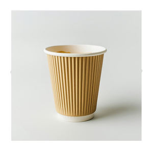 Taza de papel resistente al calor de triple pared ondulada de 12oz, diseños personalizados, colores Kraft blanco y negro, excelente calidad - Product Image 1