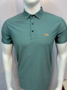 Camiseta de diseño clásico para hombre con logotipo frontal, mezcla de nailon suave, patrón sólido para viajes de oficina, informal inteligente para buscar a la venta - Product Image 4