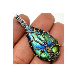 Diseñador 925 plata esterlina dos tonos colgante joyería mejor precio bisel ajuste incrustaciones tecnología - Product Image 5