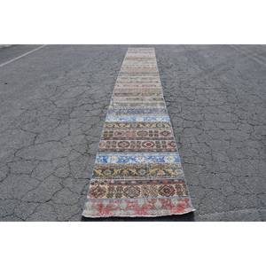 Vintage 28x20.3ft Bohemio Turco Alfombra Azul Marrón Clásico Área Grande Rectángulo Patchwork Diseño Lana Látex Ecológico Medio - Product Image 1