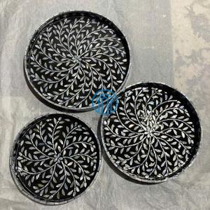 Bandeja de Servir Hecha a Mano con Madreperla, Bandeja Decorativa con Incrustaciones de Concha Natural para Hotel, Restaurante, Decoración del Hogar - Product Image 2