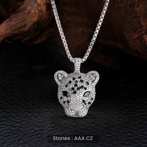 Collar con Colgante de Diamante Moissanite VVS con Diseño de Leopardo en Plata 925, Estilo Hip Hop, Joyería Fina a Bajo Precio - Product Image 1