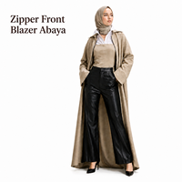 Abaya longue pour femme à texture gaufrée, ouverture zippée sur le devant, style manteau, fournisseur de marque privée