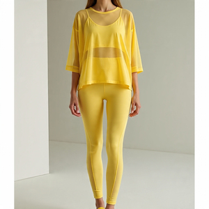 2025 Sexy mujer malla transparente camiseta Legging alta calidad Sexy Night Club Wear conjunto de dos piezas señoras - Product Image 4