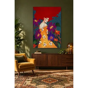 Impression sur toile de la femme aux cheveux roux et des fleurs violettes de Fida - Product Image 4
