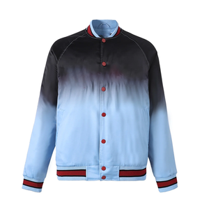 Veste bomber délavée bleu clair Kankakee, vente en gros OEM, streetwear printemps, varsity, décontractée, coupe régulière, imperméable, respirante - Product Image 1