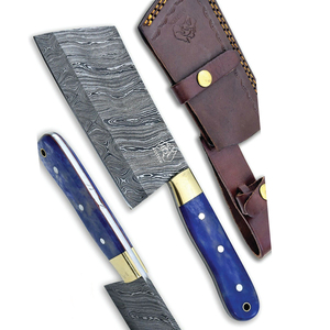 Cuchillo de cocina de acero damasco hecho a mano, de alta calidad, para cortar verduras, Chef, con Funda de cuero - Product Image 4