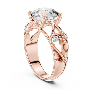 Bague de fiançailles en diamant de laboratoire en or massif 14 carats d'inspiration vintage pour les occasions de mariage - Product Image 6