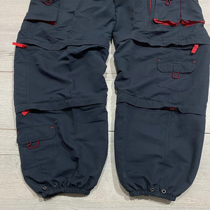 Pantalon multi-poches ample unisexe, pantalon cargo ample, coupe-vent, taille élastique, ceinture réglable, fermeture éclair, jambe large, couleur noire - Product Image 3