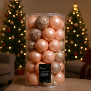 Juego de 37 Bolas de Navidad de Plástico Color Durazno (6cm) para Decoración del Hogar Amicasa, Adornos para Árbol de Navidad 9022581 - Product Image 3