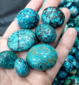 Cao nhất graed tibettan Turquoise đá quý lỗ nhỏ hạt đá quý mịn Loose Cabochon hạt cho hip hop đồ trang sức đá quý