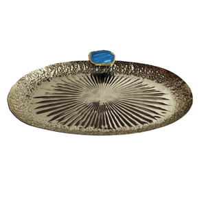 Plateau en métal nickelé rond en métal grand plateau de service pièce maîtresse de mariage vaisselle plateau plats cuisines en aluminium Restaurants - Product Image 1