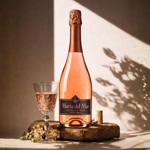 Vino Espumoso Rosado Brut Maria del Mar, Airen y Tempranillo, 10.5% ABV, Vino Espumoso Español Rosado, 750 ml - Product Image 2