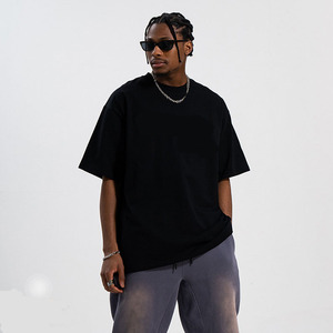 Camiseta de Estilo Urbano, Ajustada, de Gran Peso, con Estampado Personalizado, Bordado, Hombros Caídos, 240 g/m², Poliéster/Algodón, Transpirable, de Secado Rápido, para Hombre - Product Image 5