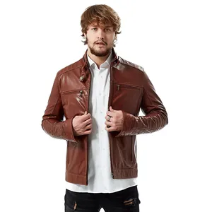 Veste en cuir à col montant pour hommes de différentes couleurs pour une utilisation en extérieur en vente! - Product Image 6
