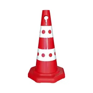 Leve vermelho branco PPC Traffic Cone com base hexagonal 50 cm ILT503208 Traffic Safety Equipment