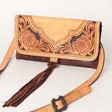Handmade Genuine Leather Crossbody Bag with <b>Tassel</b> Vintage Floral Tooled Carved Shoulder Purse Stylish Lady's Western <b>Handbag</b> - Product Image 4