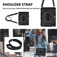 Grossiste B2B pour iPad Pro 11 pouces M4/M5 360 °   Étui robuste antichoc en TPU avec support rotatif, sangle de poignet et bandoulière