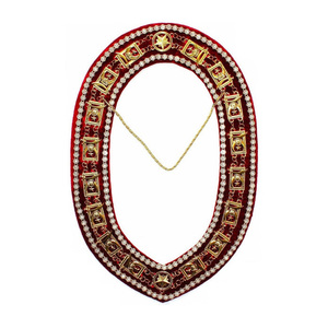 Collar de cadena Shriners Masonic Regalia de alta calidad chapado en oro con bordes de diamantes de imitación - Product Image 1