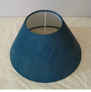 Moderno de lujo hecho a mano ecológico azul-verde Coolie tela de algodón pantallas de lámpara Marco de anillo de esmalte blanco para cubiertas de luz - Product Image 1