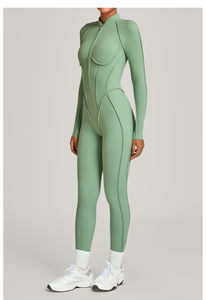 ชุดจั๊มสูทโยคะแบบสปริงบีบอัด ไซส์พลัส ระบายอากาศได้ดี มีซิป เอวสูง แขนยาว ผลิตจากผ้าสแปนเด็กซ์/ไนลอน - Product Image 6