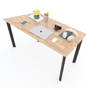 Modern Square Trapezoid <b>Office</b> <b>Table</b> 140x60cm Rubber Wood Oval Legs HBLG027 Minimalist Design - Product Image 1