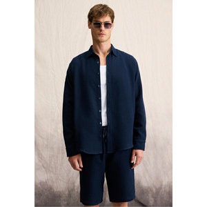 Chemise à manches longues pour homme GRIMELANGE Raimo, 100% coton mousseline, coupe confortable avec poignets retroussés - Product Image 2